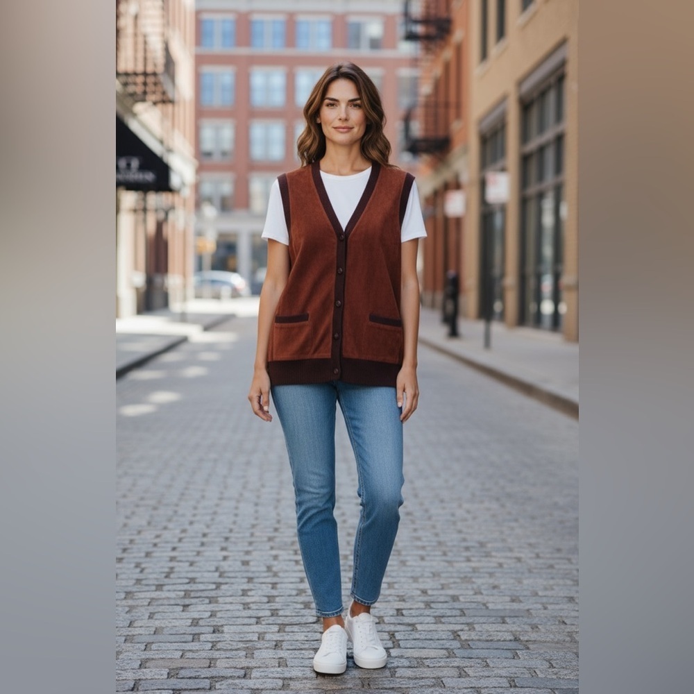 Ralph Lauren brown leather sweater vest M‌‌‌‌‌‌‌
